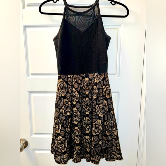 Halter Mini Black and Gold Eclipse Dress Size XS - Picture 1 of 1